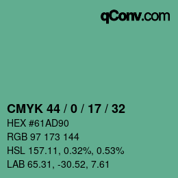 Color code: CMYK 44 / 0 / 17 / 32 | qconv.com