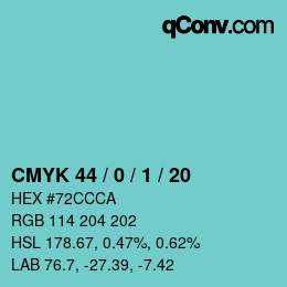 Color code: CMYK 44 / 0 / 1 / 20 | qconv.com