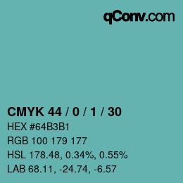 Farbcode: CMYK 44 / 0 / 1 / 30 | qconv.com