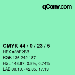 Color code: CMYK 44 / 0 / 23 / 5 | qconv.com