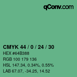 颜色代码: CMYK 44 / 0 / 24 / 30 | qconv.com