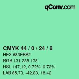 カラーコード: CMYK 44 / 0 / 24 / 8 | qconv.com