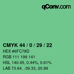 颜色代码: CMYK 44 / 0 / 29 / 22 | qconv.com