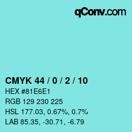Color code: CMYK 44 / 0 / 2 / 10 | qconv.com