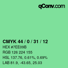 颜色代码: CMYK 44 / 0 / 31 / 12 | qconv.com