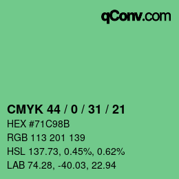 Color code: CMYK 44 / 0 / 31 / 21 | qconv.com