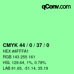 カラーコード: CMYK 44 / 0 / 37 / 0 | qconv.com