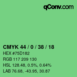 Color code: CMYK 44 / 0 / 38 / 18 | qconv.com