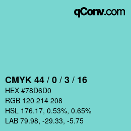 Color code: CMYK 44 / 0 / 3 / 16 | qconv.com