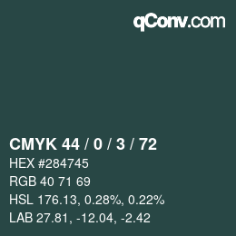 Color code: CMYK 44 / 0 / 3 / 72 | qconv.com