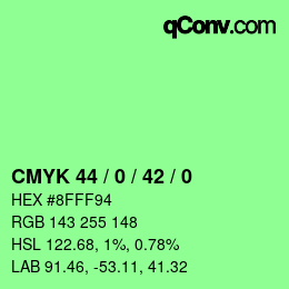 颜色代码: CMYK 44 / 0 / 42 / 0 | qconv.com