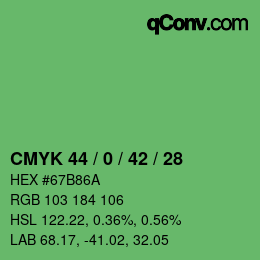 颜色代码: CMYK 44 / 0 / 42 / 28 | qconv.com