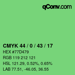 Color code: CMYK 44 / 0 / 43 / 17 | qconv.com