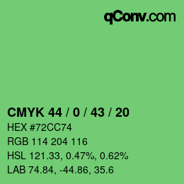 Color code: CMYK 44 / 0 / 43 / 20 | qconv.com