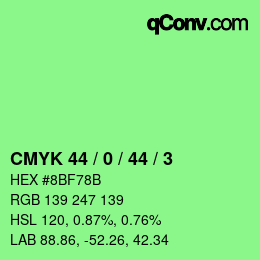 Color code: CMYK 44 / 0 / 44 / 3 | qconv.com