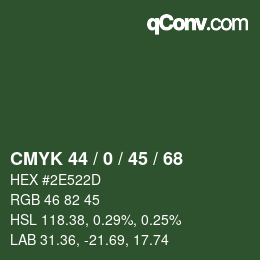 Color code: CMYK 44 / 0 / 45 / 68 | qconv.com