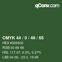 Color code: CMYK 44 / 0 / 46 / 65 | qconv.com