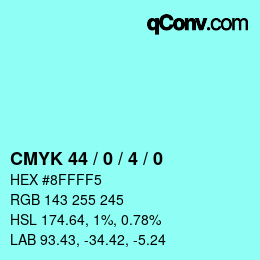 カラーコード: CMYK 44 / 0 / 4 / 0 | qconv.com