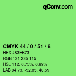 カラーコード: CMYK 44 / 0 / 51 / 8 | qconv.com