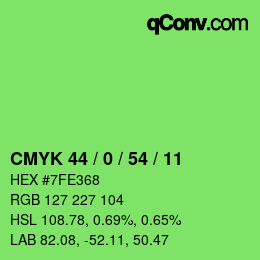 颜色代码: CMYK 44 / 0 / 54 / 11 | qconv.com
