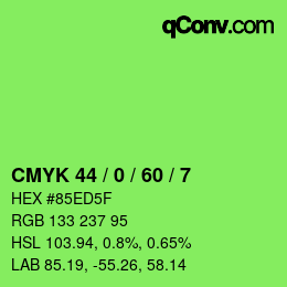 カラーコード: CMYK 44 / 0 / 60 / 7 | qconv.com