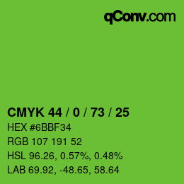 Color code: CMYK 44 / 0 / 73 / 25 | qconv.com