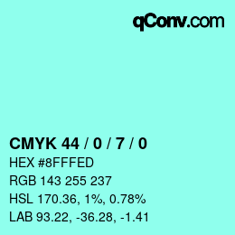 Color code: CMYK 44 / 0 / 7 / 0 | qconv.com