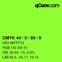 カラーコード: CMYK 44 / 0 / 80 / 0 | qconv.com