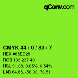カラーコード: CMYK 44 / 0 / 83 / 7 | qconv.com
