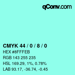 Color code: CMYK 44 / 0 / 8 / 0 | qconv.com