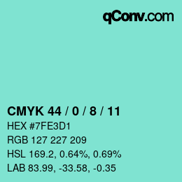 Color code: CMYK 44 / 0 / 8 / 11 | qconv.com