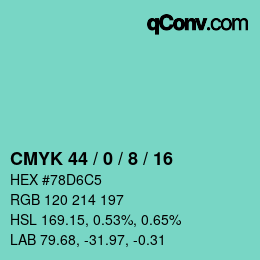 Color code: CMYK 44 / 0 / 8 / 16 | qconv.com