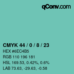 Color code: CMYK 44 / 0 / 8 / 23 | qconv.com