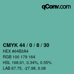 Farbcode: CMYK 44 / 0 / 8 / 30 | qconv.com