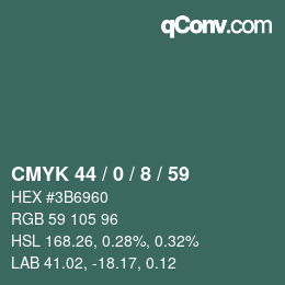 Color code: CMYK 44 / 0 / 8 / 59 | qconv.com