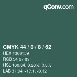 Código de color: CMYK 44 / 0 / 8 / 62 | qconv.com