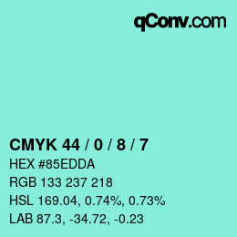 カラーコード: CMYK 44 / 0 / 8 / 7 | qconv.com