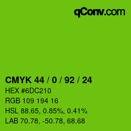 カラーコード: CMYK 44 / 0 / 92 / 24 | qconv.com