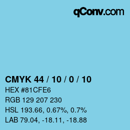 颜色代码: CMYK 44 / 10 / 0 / 10 | qconv.com