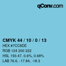 カラーコード: CMYK 44 / 10 / 0 / 13 | qconv.com