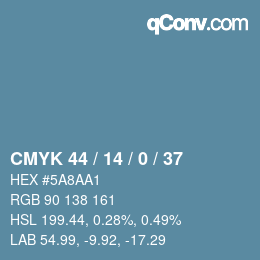 Color code: CMYK 44 / 14 / 0 / 37 | qconv.com