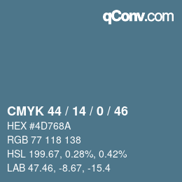 Color code: CMYK 44 / 14 / 0 / 46 | qconv.com
