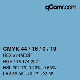 颜色代码: CMYK 44 / 16 / 0 / 19 | qconv.com