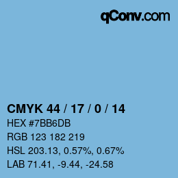 颜色代码: CMYK 44 / 17 / 0 / 14 | qconv.com