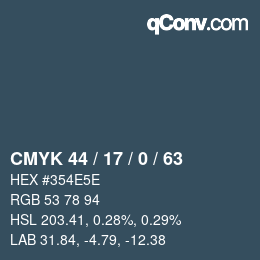 Farbcode: CMYK 44 / 17 / 0 / 63 | qconv.com