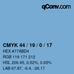 颜色代码: CMYK 44 / 19 / 0 / 17 | qconv.com