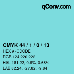 Color code: CMYK 44 / 1 / 0 / 13 | qconv.com