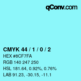 Color code: CMYK 44 / 1 / 0 / 2 | qconv.com