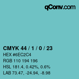 Color code: CMYK 44 / 1 / 0 / 23 | qconv.com