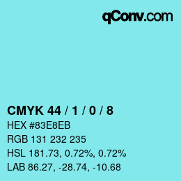 Color code: CMYK 44 / 1 / 0 / 8 | qconv.com